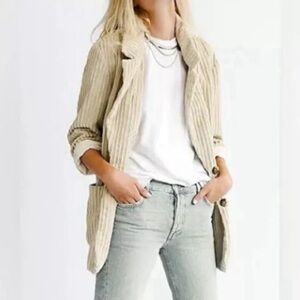 We The Free Womens Size Medium Everly Corduroy Blazer Lined Tan Oatmeal